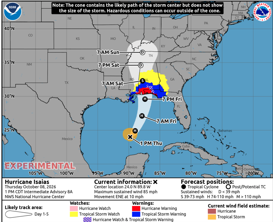 NHC forecasts: Hurricane Isaias on track to bring heavy rain to Coastal Georgia